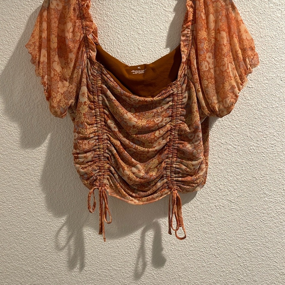 Floral Ruched Orange Top